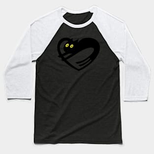 Black Heart Cat Baseball T-Shirt